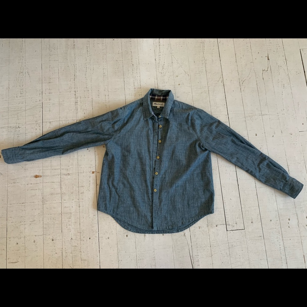 MADEWELL CHAMBRAY LONG SLEEVED TOP XS